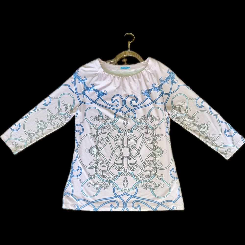 Beautiful light pink & blue J McLaughlin top, size M